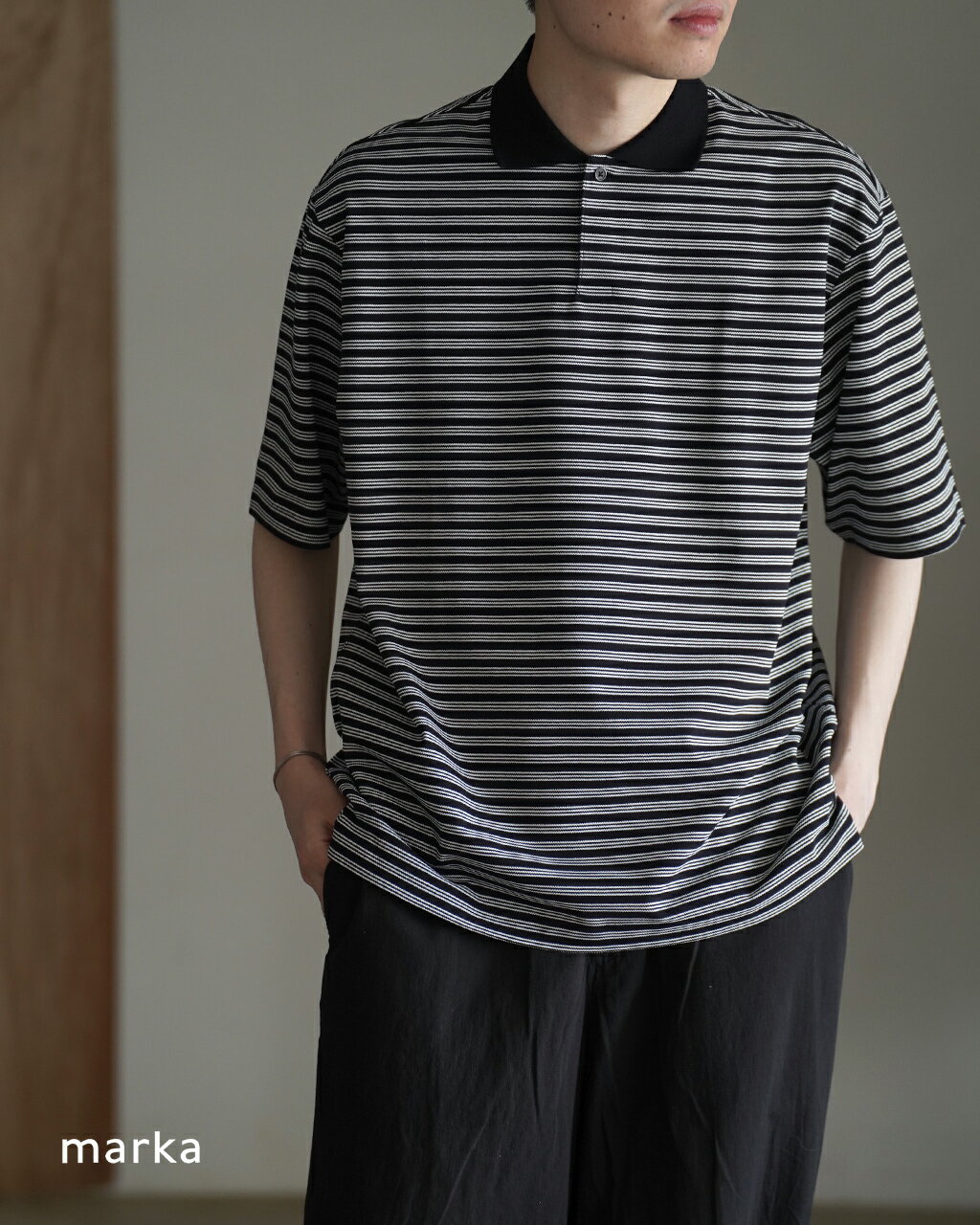 樂天商城 - マーカ marka ワンボタン 半袖 ポロシャツ メンズ ONE BUTTON TEE S/S メンズ オーガニックコットン 強燃ドライカノコ M26A14CS02B 0327 point10