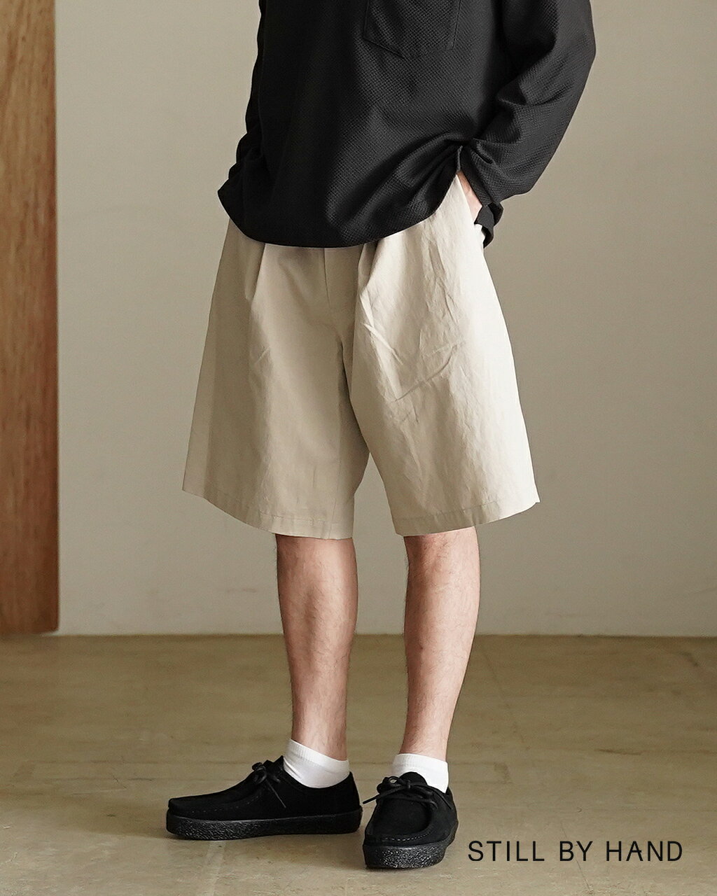 樂天商城 - スティルバイハンド STILL BY HAND リネン混 ワイド ショートパンツ メンズ Linen mixed wide shorts PT10261 ハーフパンツ リネン コットン ツイル 0405【レビュー企画対象】