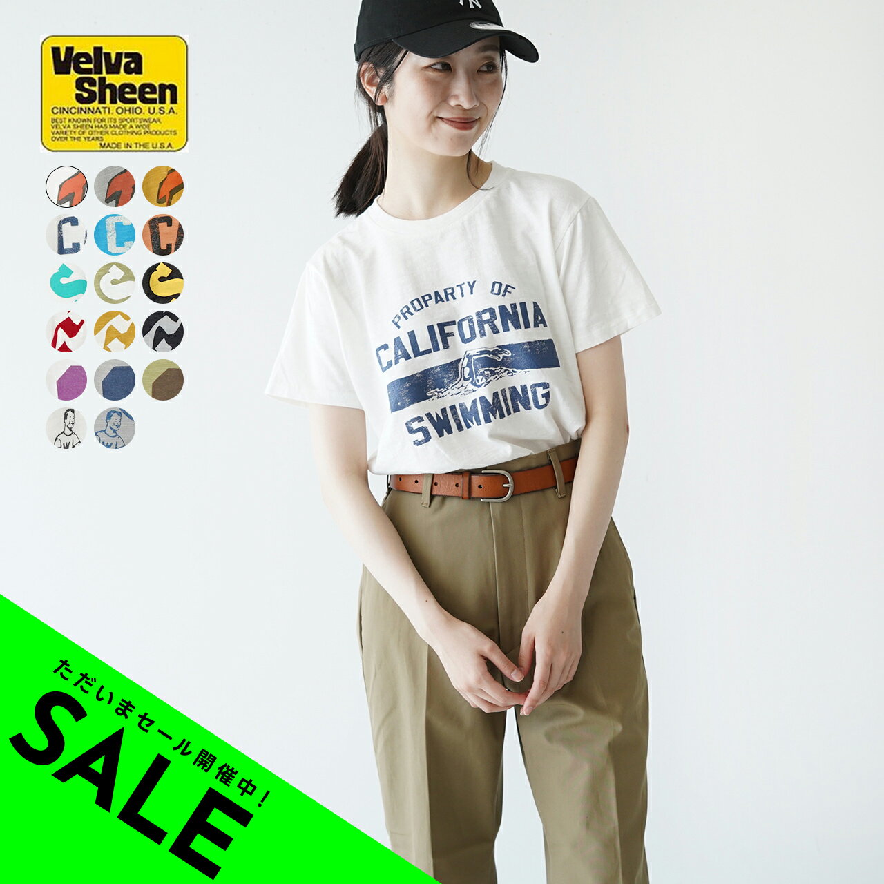 楽天Crouka／クローカ【アウトレット！30％OFF】ベルバシーン Velva Sheen プレイス ネーム グラフィック カレッジ グラフィック Tシャツ カットソー PLACE NAME GRAPHIC COLLEGE GRAPHIC TEE レディース 1623100 1623102 1623103 1623108 1623109 1623111【送料無料】0516