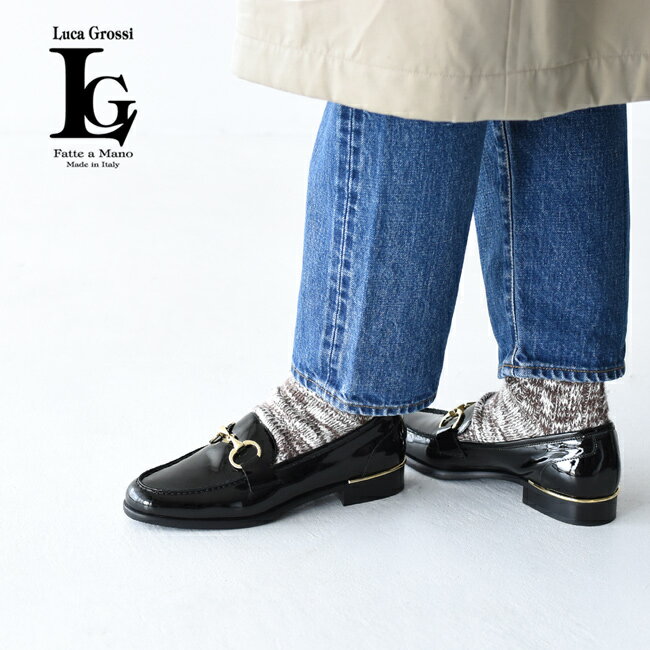 【SALE！30%OFF】ルカ グロッシ/LUCA GROSSI ブラック エナメル ローヒール ビットローファー シューズ レディース 2019秋冬 靴 22.5cm-24.5cm 96-LUC-4811M 1126【送料無料】【セール】【返品交換不可】【SALE】