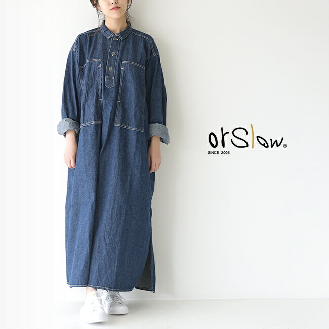 【SALE！30%OFF】オアスロウ orslow スモールカラー プルオーバー ロングスリーブ シャツ ワンピース PW ONE PIECE SHIRT 長袖 ロング丈 マキシ丈 レディース ワンピース 00-9541-81 0304【送料無料】【セール】【返品交換不可】【SALE】