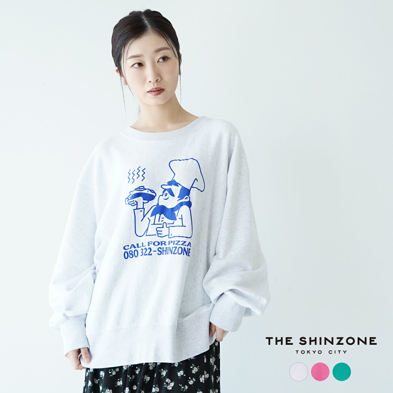 シンゾーン THE SHINZONE プリント トレーナー スウェット PIZZA SWEAT レディース 2021秋冬 ドルマンスリーブ クルーネック コットン 21MMSCU28ピッツァ スウェット 【送料無料】0720