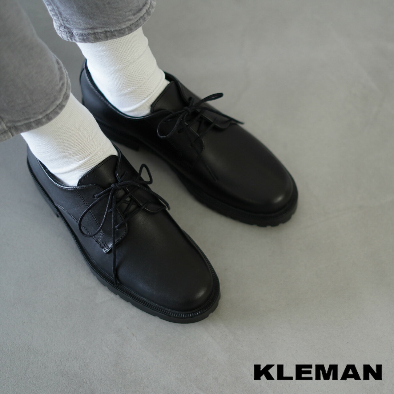 クレマン KLEMAN DANOR(DANON) レザー レースアップ プレーントゥシューズ
