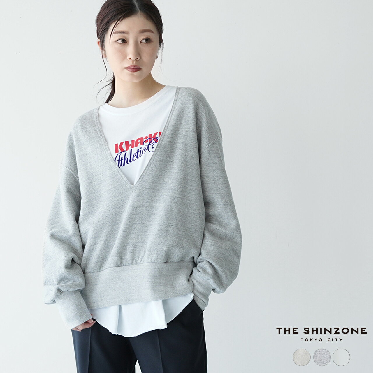 シンゾーン THE SHINZONE Vネック スウェット トレーナー レディース 2022春夏 長袖 ワイド コットン 21SMSCU13 V NECK SWEAT 【送料無料】1202のサムネイル