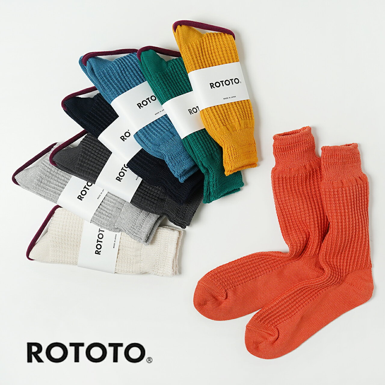 ロトト ROTOTO コットン ワッフル クルー ソックス COTTON WAFFLE CREW SOCKS 靴下 レッグウェア レディース メンズ R11100331