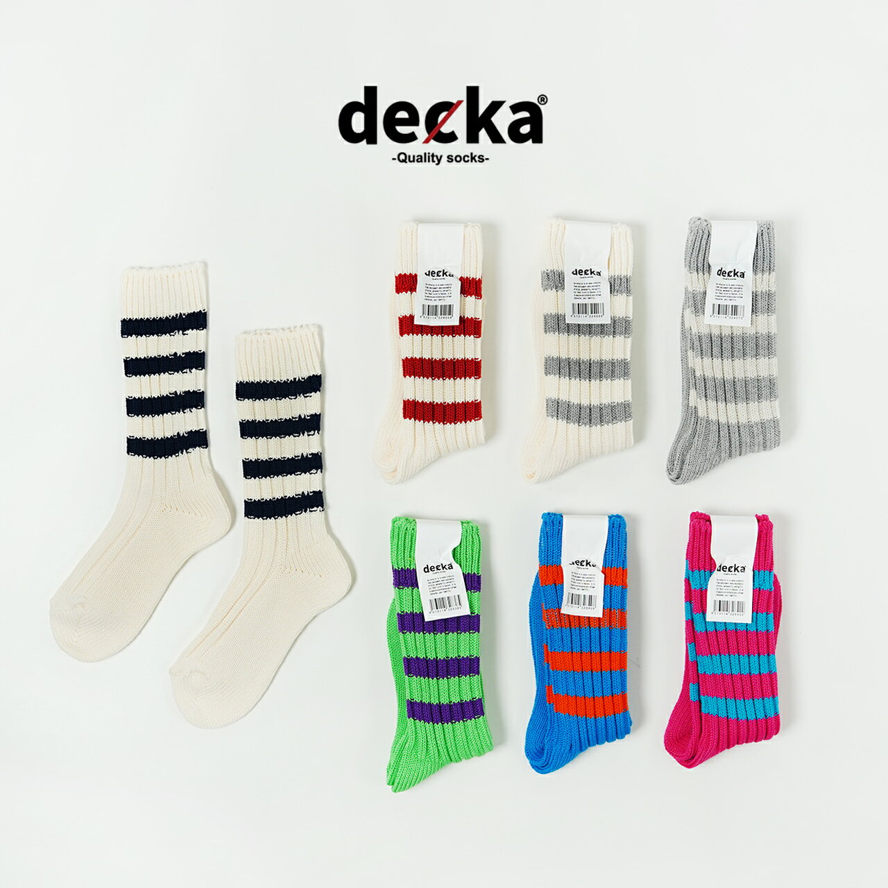 デカ 靴下 レディース デカクオリティソックス decka Quality socks ヘビーウエイト ソックス Heavyweight Socks 靴下 カラー リブソックス ボーダー ストライプ レディース メンズ 2022秋冬 de-29 de-29-2 【メール便可】0819