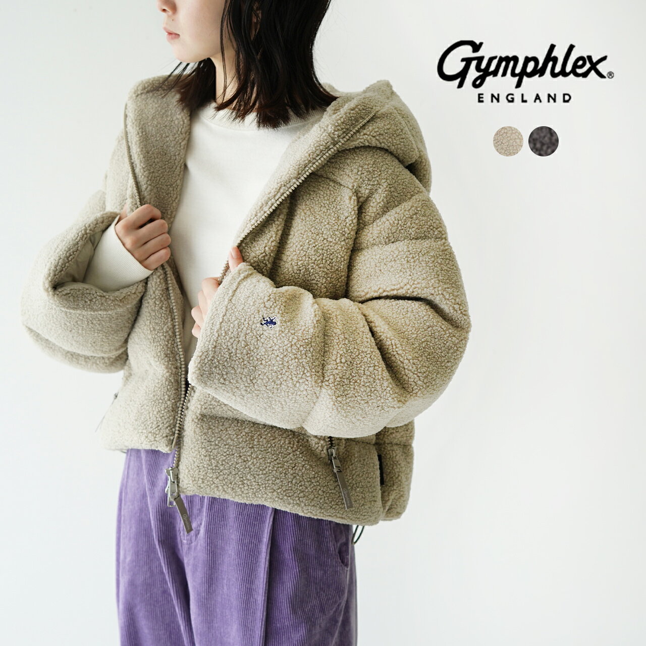 【クーポンで10%OFF】ジムフレックス Gymphlex ボア ダウン フーデッド ショート ジャケット BOA DOWN HOODED SHORT JACKET フード ダウンジャケット トープ チャコール レディース GY-A0443PBA 【送料無料】0713 xp10のサムネイル
