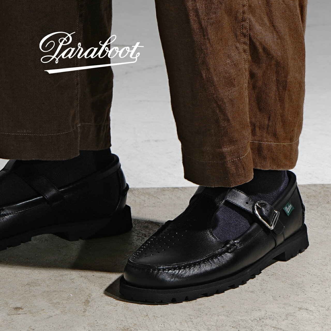 パラブーツ Paraboot バボード BABORD ストラップ レザーサンダル ローファー スリッポン ブラック 黒 メンズ 222212 26.0cm-28.5cm 0716