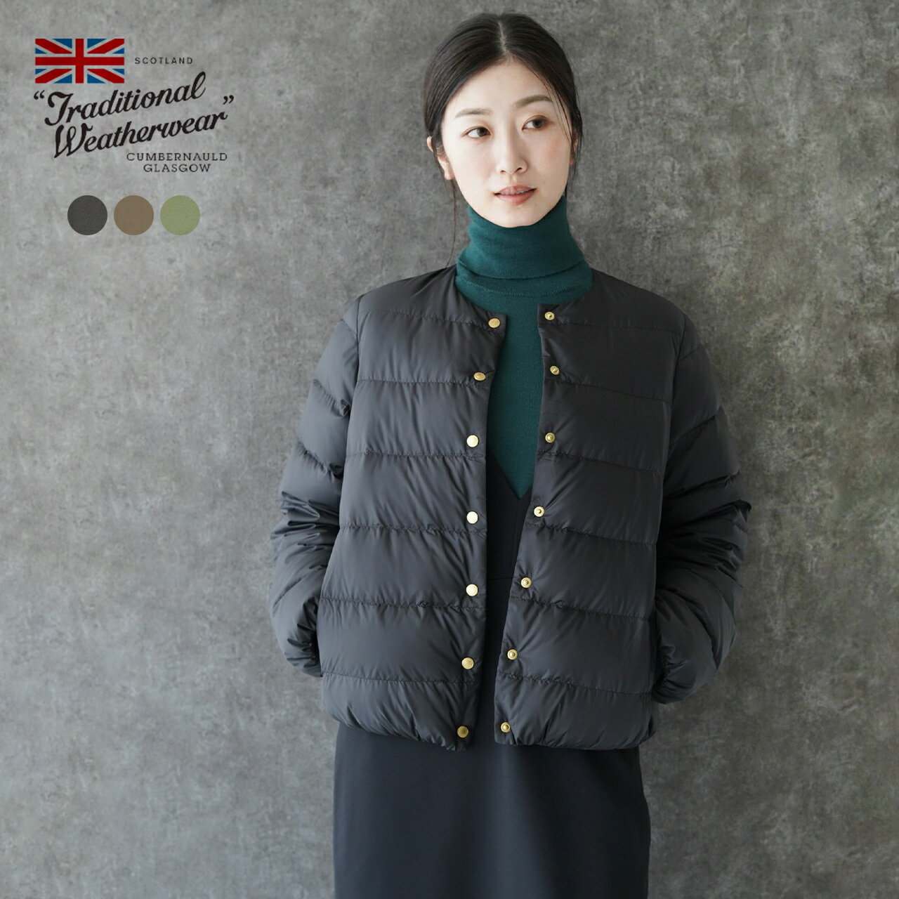 【先行予約】トラディショナルウェザーウェア Traditional Weatherwear アークリー ダウン パッカブル/ARKLEY DOWN PACKABLE ノーカラー ショートジャケット 軽量 ブラック ベージュ カーキ レディース L232CIDCO0381OZ 【送料無料】0805