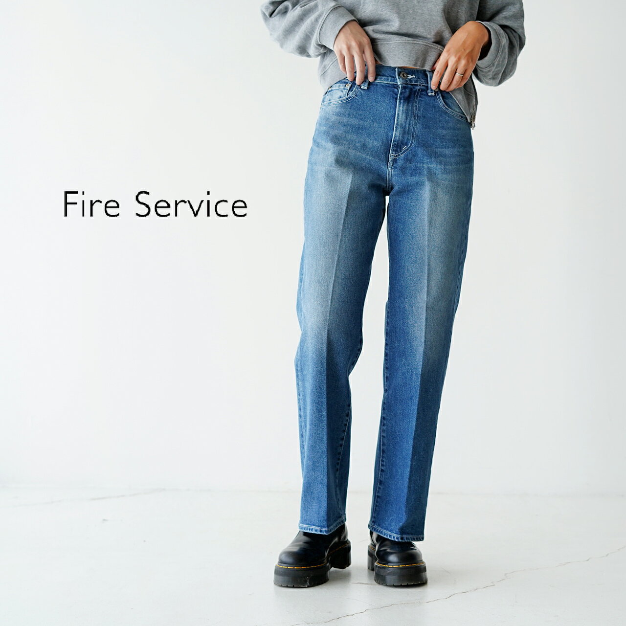 ファイヤーサービス Fire Service セミワイドデニム ストレッチ SEMI-WIDE DENIM 微STRETCH デニムパンツ インディゴ ブルー レディース FIS-004-223283【送料無料】0825 cpn10