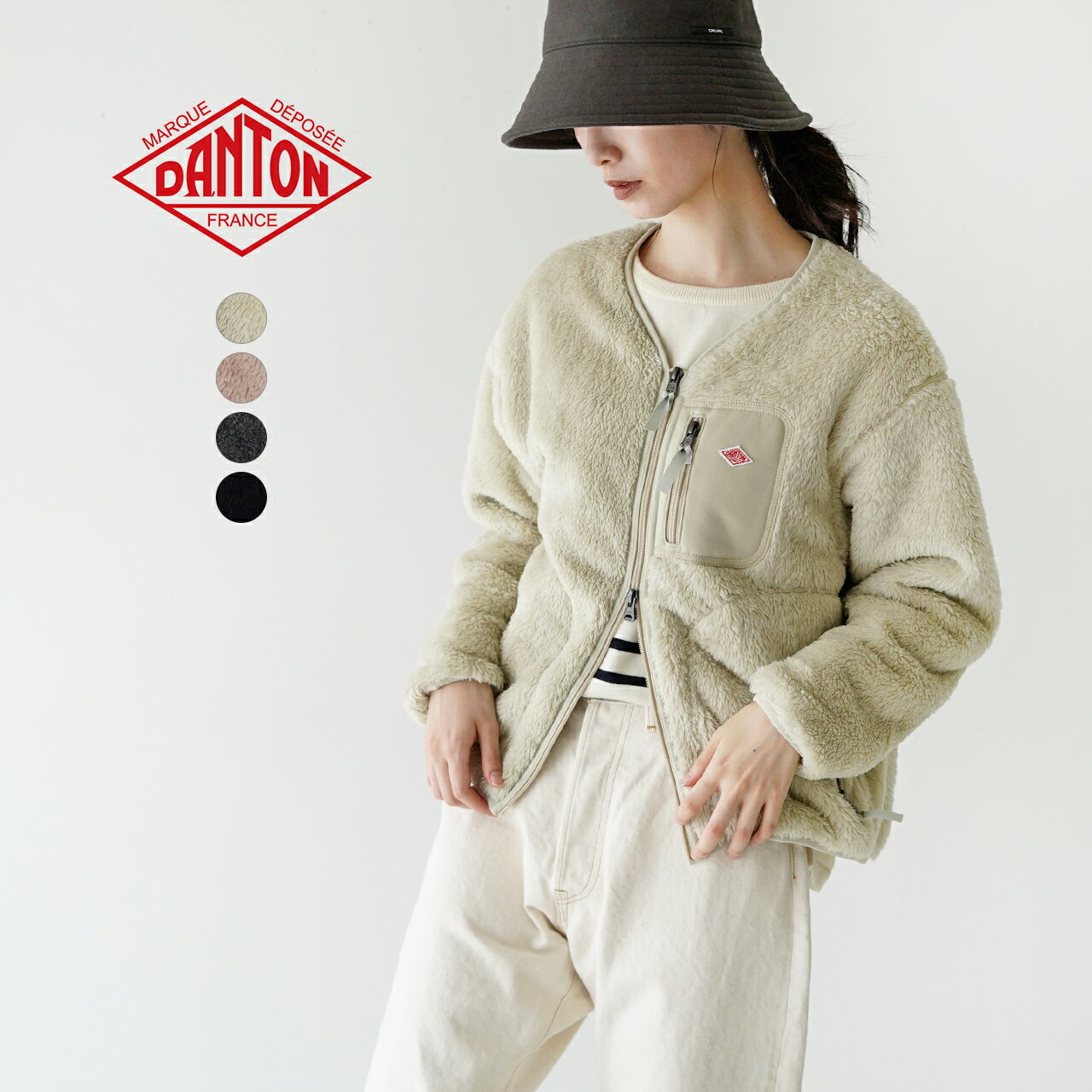 楽天Crouka／クローカダントン DANTON ハイ パイル ジャケット HIGH PILE JACKET Vネック フリースジャケット レディース DT-A0358HPF【送料無料】【クーポン対象外】 0918