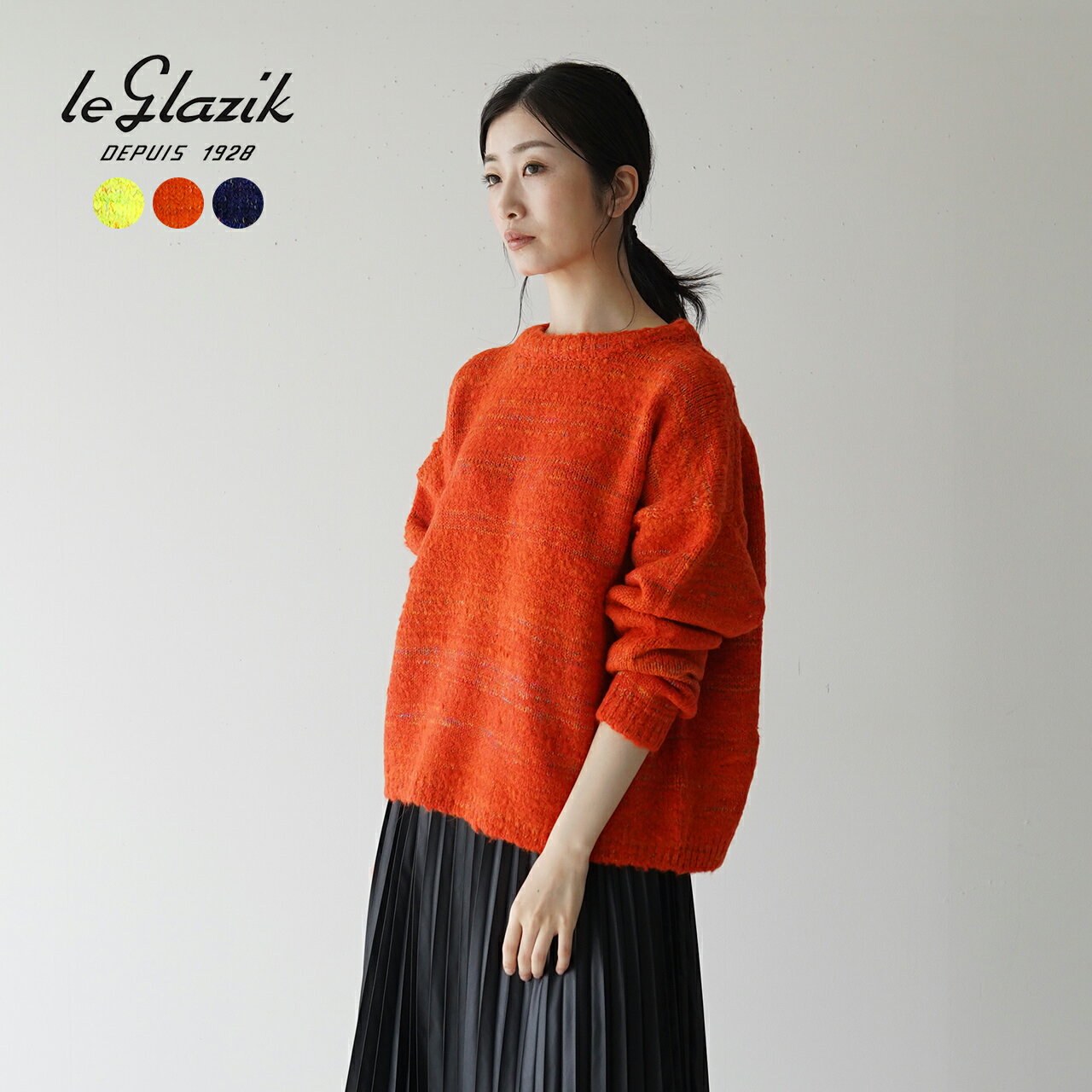 【ポイント10倍】ル グラジック LE GLAZIK クルーネック プルオーバー CREW NECK P.O. ネオンカラー ニット セーター イエロー オレンジ ブルー レディース LG-D0082NES【送料無料】0911 xp10のサムネイル