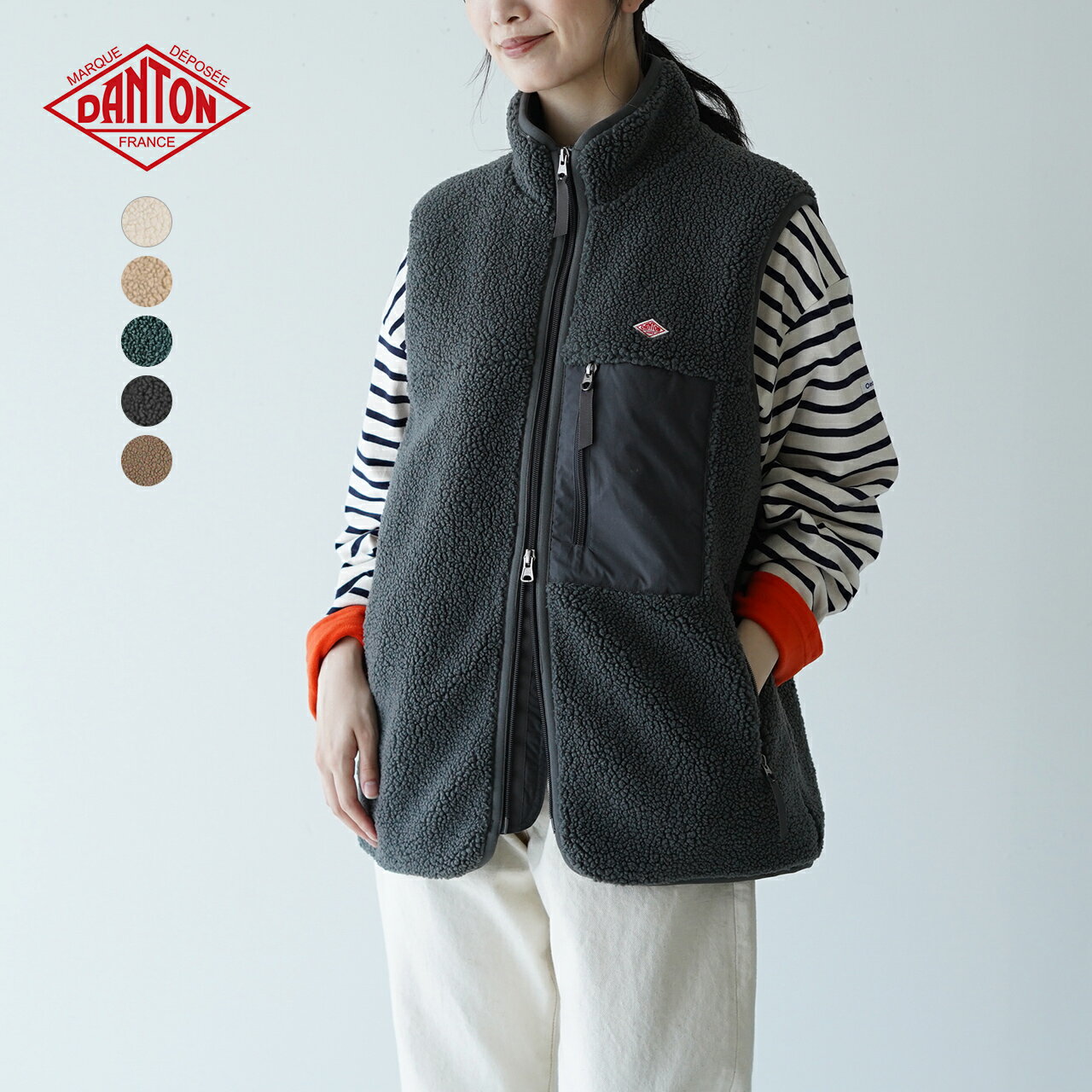 ダントン DANTON スタンドカラー ボア ベスト STAND COLLAR VEST レディース DT-A0367LBA【送料無料】0710のサムネイル