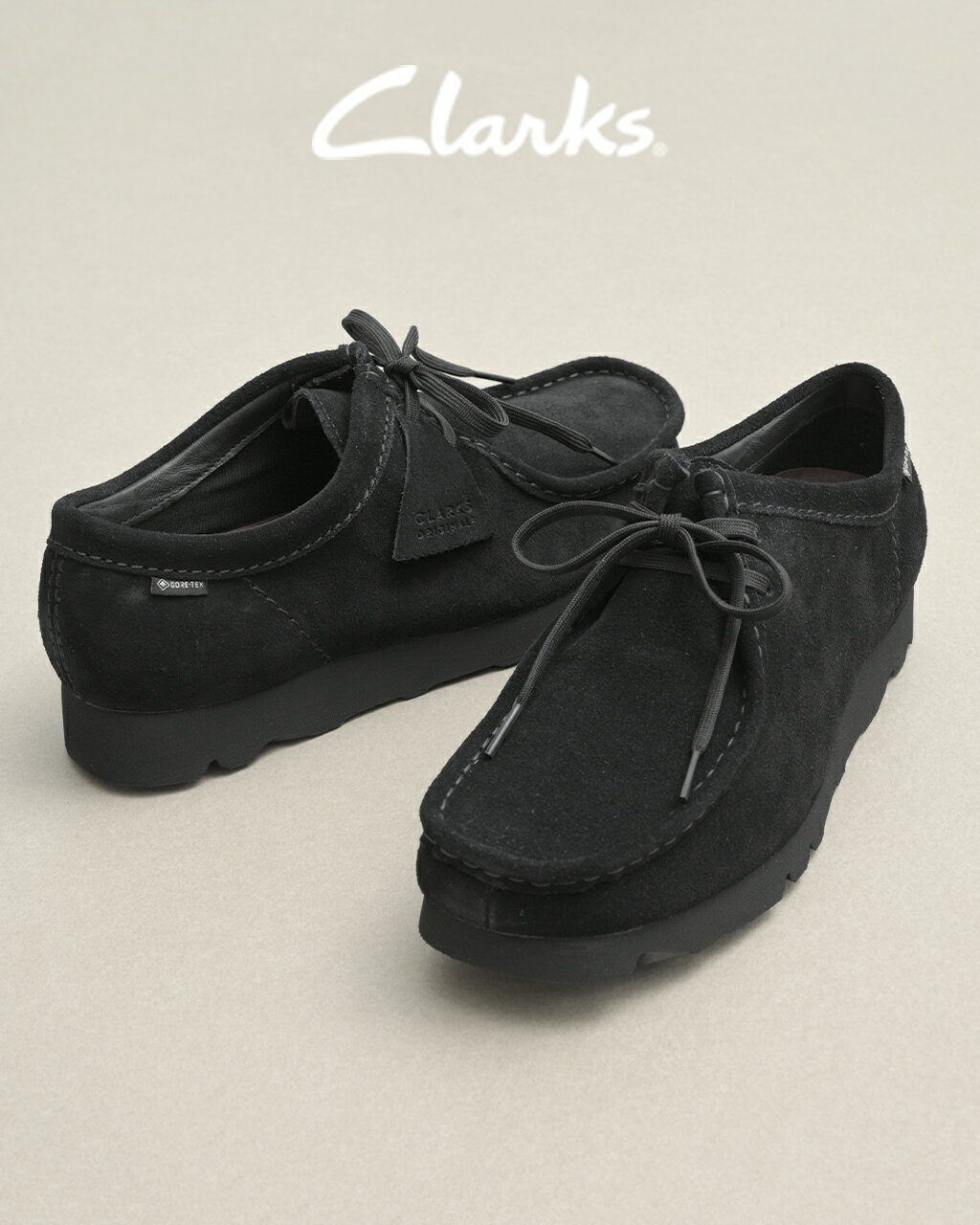 クラークス Clarks ワラビー ゴアテックス Wallabee.GTX レースアップ シューズ ブラックスエード レディース メンズ 26149449 26169024【送料無料】