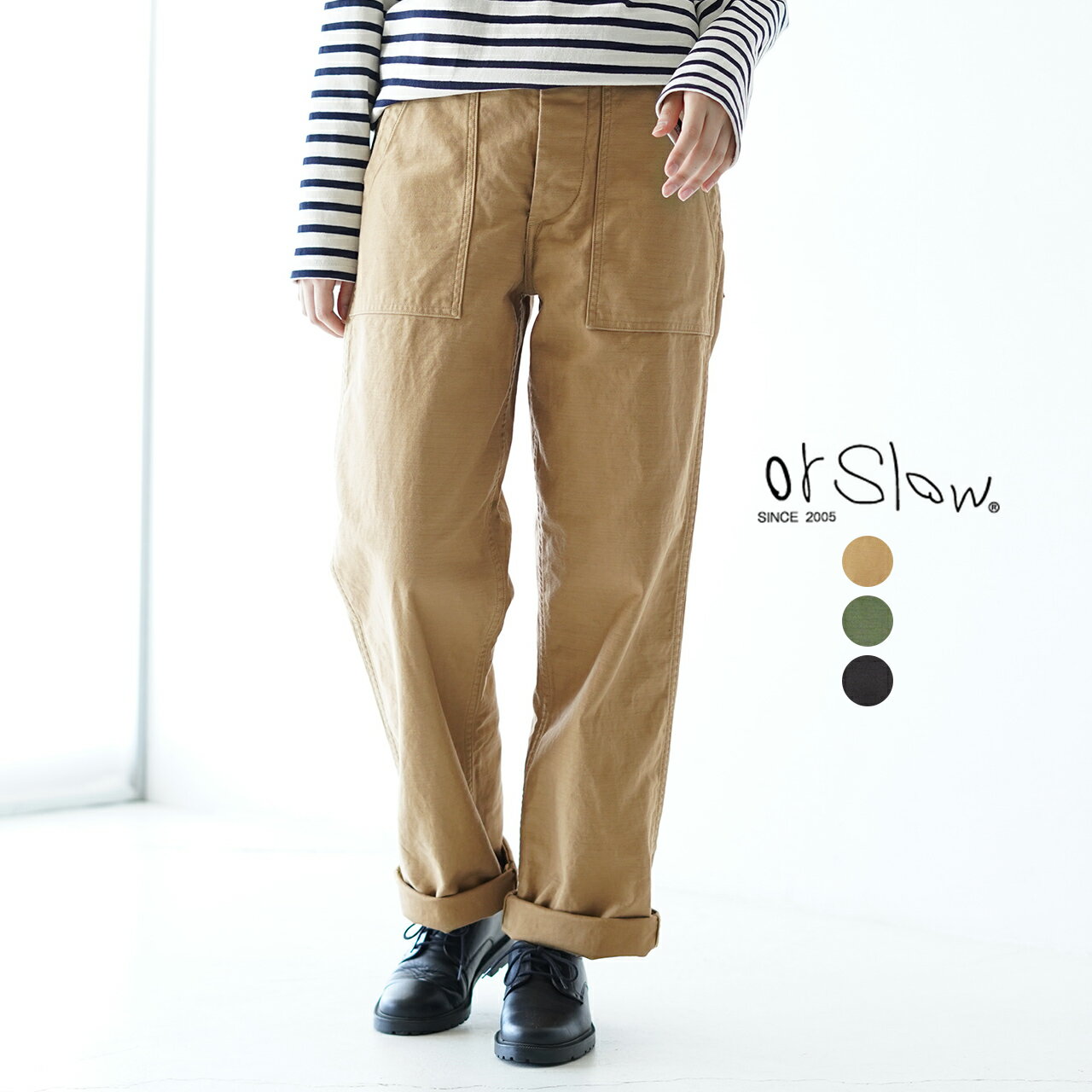 オアスロウ orSlow アーミー ファティーグ パンツ レギュラーフィット US ARMY FATIGUE PANTS (REGULAR FIT) グリーン ブラック ベージュ レディース メンズ 01-5002-16 01-5002-40 01-5002-61 1004