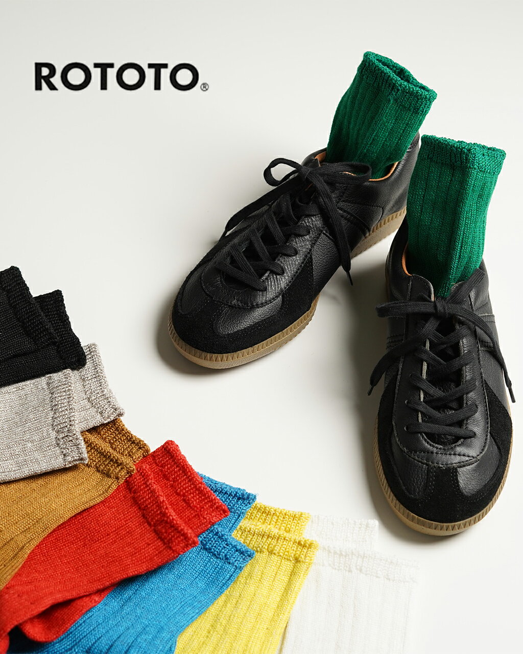 ロトト ROTOTO リネン コットン リブド アンクル ソックス LINEN COTTON RIBBED ANKLE SOCKS 靴下 レディース メンズ R1462 【メール便可】のサムネイル