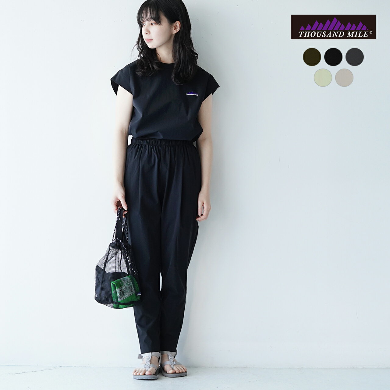 【SALE！50%OFF】サウザンドマイル THOUSAND MILE 【4点セット】 ノースリーブ セットアップ NO SLEEVE SET UP テーパードパンツ バッグ ポーチ レディース TM231NP00052 【送料無料】0124のサムネイル