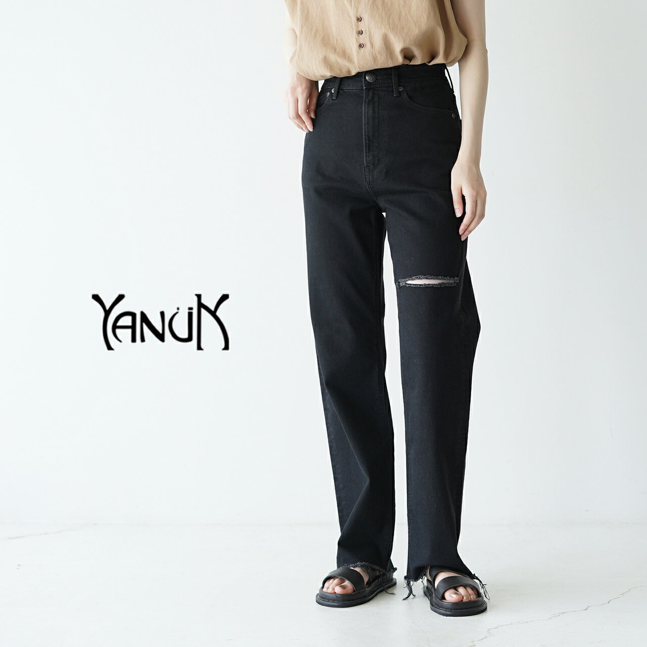 ヤヌーク YANUK レア ボーイズストレート LEA (BoysStraight) -CBK ブラックデニムパンツ レディース 57132239【送料無料】0610