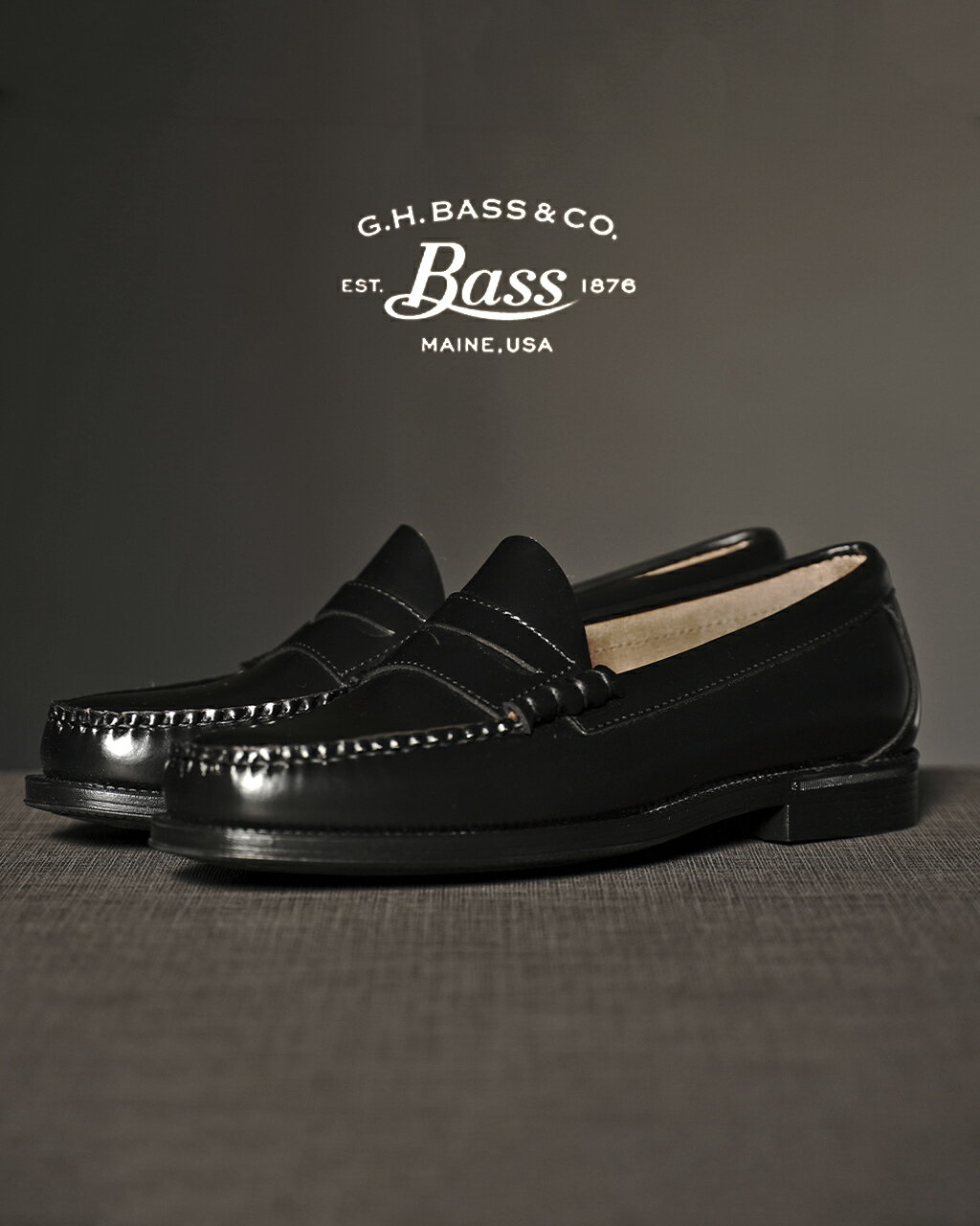 ジーエイチバス G.H.BASS イージー ウィージャンズ ラーソン モック ペニー EASY WEEJUNS LARSON MOC PENNY ローファー シューズ ブラック 黒 メンズ BA11711D