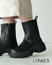 ペイズ Paes ヴィーガンレザー ブーツ V.Leather Boots サイドゴア 厚底 プラットフォーム ブラック 黒 レディース PAES06 1114 cpn94