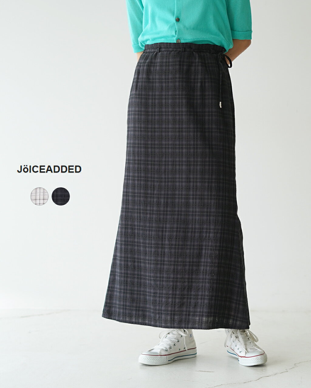 ジョイスアディッド JOICEADDED チェックド ファブリック スカート Checked fabric skirt マーメイドスカート ロングスカート アイボリー ホワイト ブラック 白 黒 レディース J241SK011216 cpn10