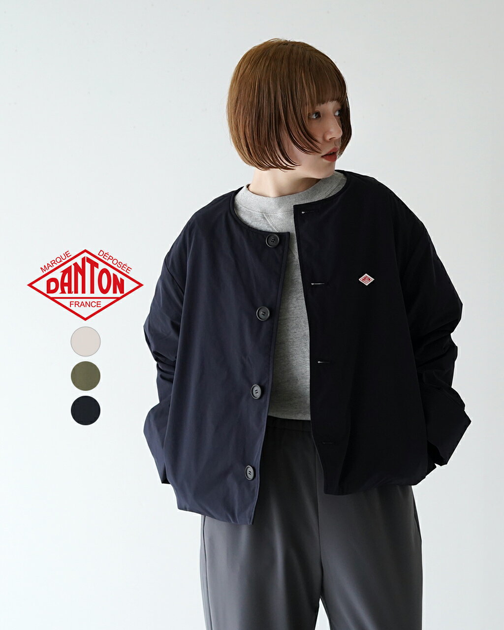 ダントン ジャケット レディース ダントン DANTON カラーレス ジャケット COLLARLESS JACKET レディース DT-A0462PNT【送料無料】【クーポン対象外】 0123