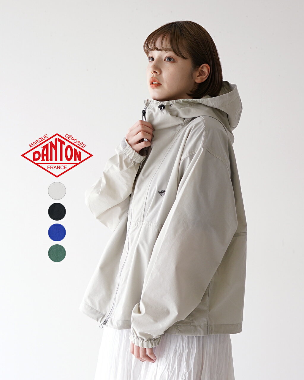 ダントン ジャケット レディース ダントン DANTON フーデッド ショート ジャケット HOODED SHORT JACKET グリーン ベージュ ブラック ブルー 緑 茶 黒 青 レディース DT-A0285SNY【送料無料】【クーポン対象外】 0215