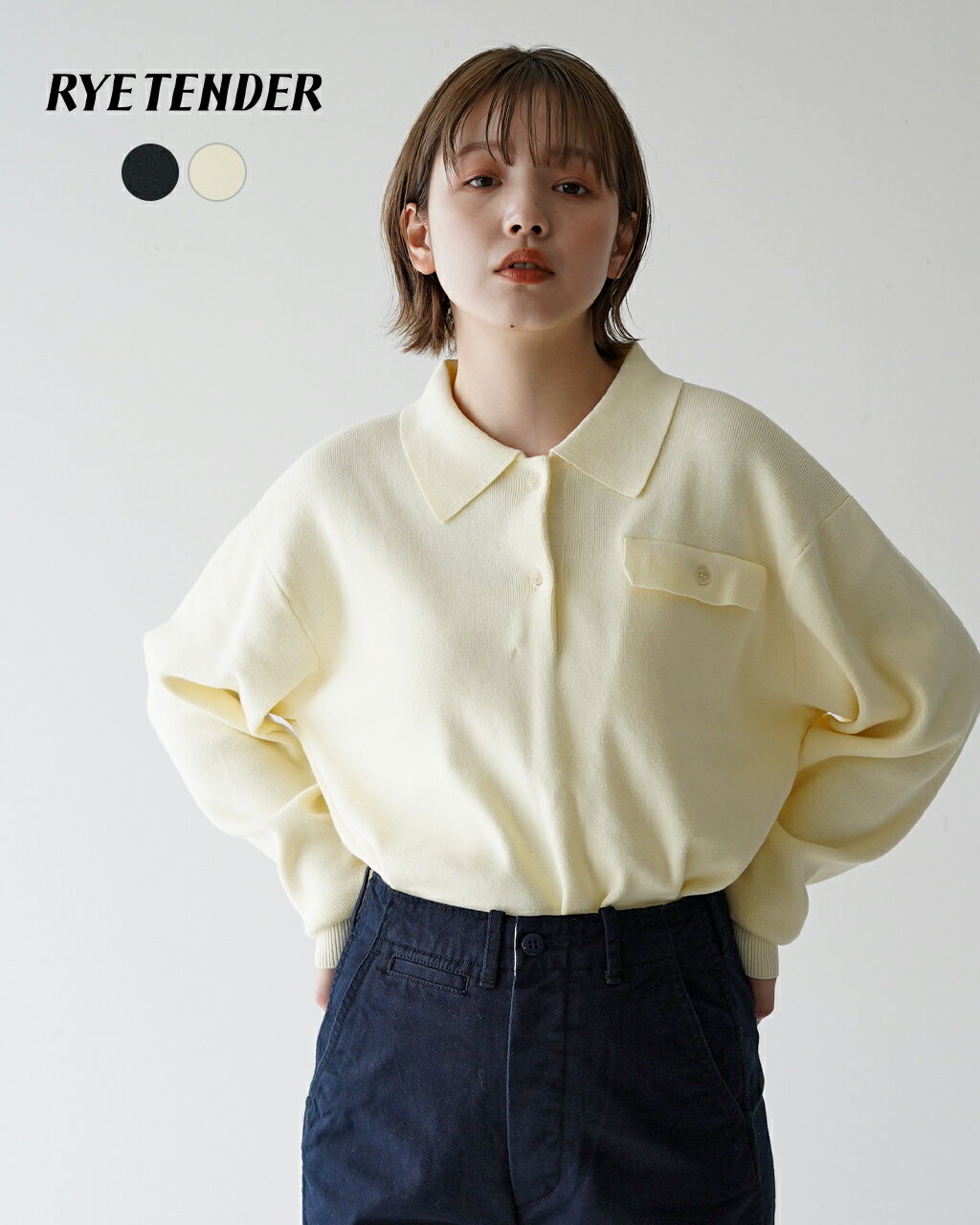 ライテンダー RYE TENDER マリー ニット ポロ MURRAY KNIT POLO ポロシャツ ホワイト ブラック レディース メンズ R24-01-01-014【送料無料】0211 xp10 1