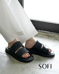 ソフィー SOFI 2 ベルト サンダル 2 BELT SANDAL フラットサンダル 黒 レディース 24SS 8022-07【送料無料】0409