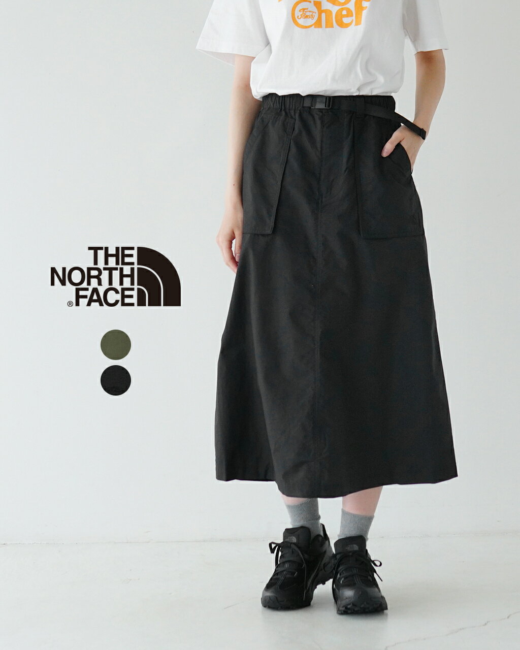 ノースフェイス THE NORTH FACE コンパクト スカート Compact Skirt イージースカート ブラック グリーン レディース NBW323300327 xp10