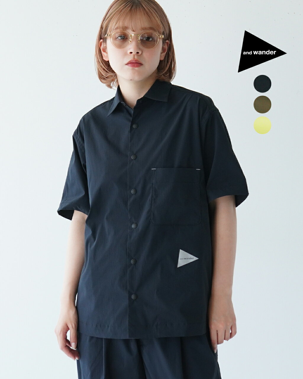 アンドワンダー and wander UVカット ストレッチ ショートスリーブ シャツ UV cut stretch SS shirt レディースメンズ 5744183158【送料無料】0527のサムネイル