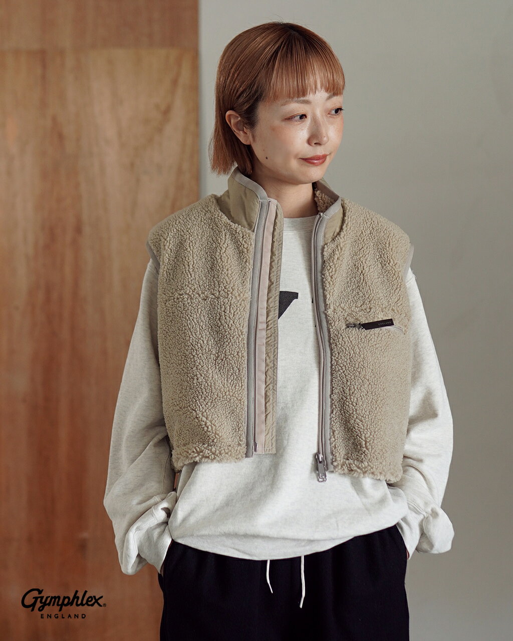 եå Gymphlex 饤ȥܥ 硼ȥ٥ ǥ COZY LIGHT BOA SHORT VEST GY-A0568 BOL ...