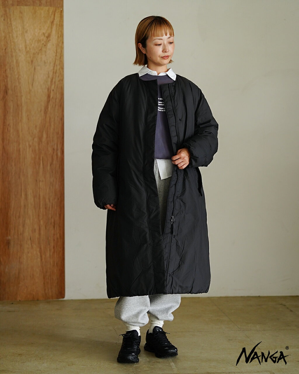 【ポイント10倍】ナンガ NANGA ノーカラー ダウンコート レディース NO COLLAR DOWN COAT ロングコート アウター 軽量 撥水 ND2442-1C600 1105 xp10