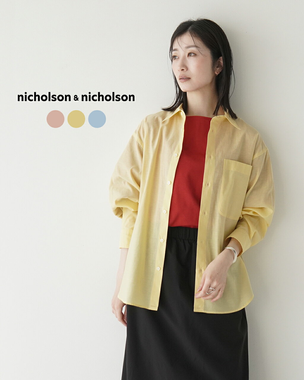 ニコルソン アンド ニコルソン nicholson&nicholson レギュラーカラーシャツ レデ