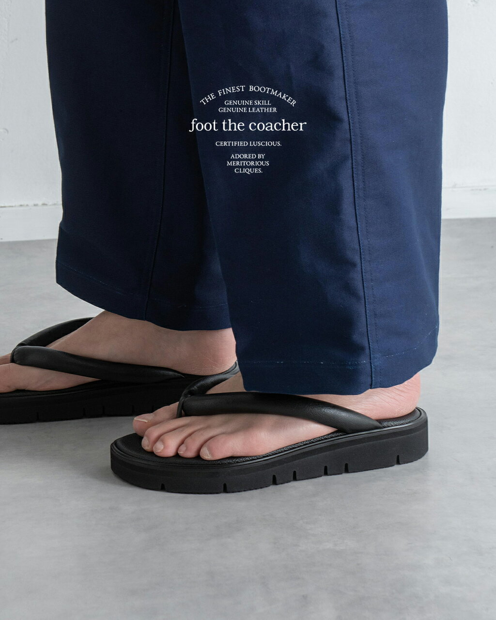 フットザコーチャー foot the coacher 雪駄サンダル(グロクシーカット ミディアムソール) メンズ SETTA SANDALS(GLOXI CUT MEDIUM SOLE) トングサンダル 厚底 ブラック 黒 FTC2512010 xp10