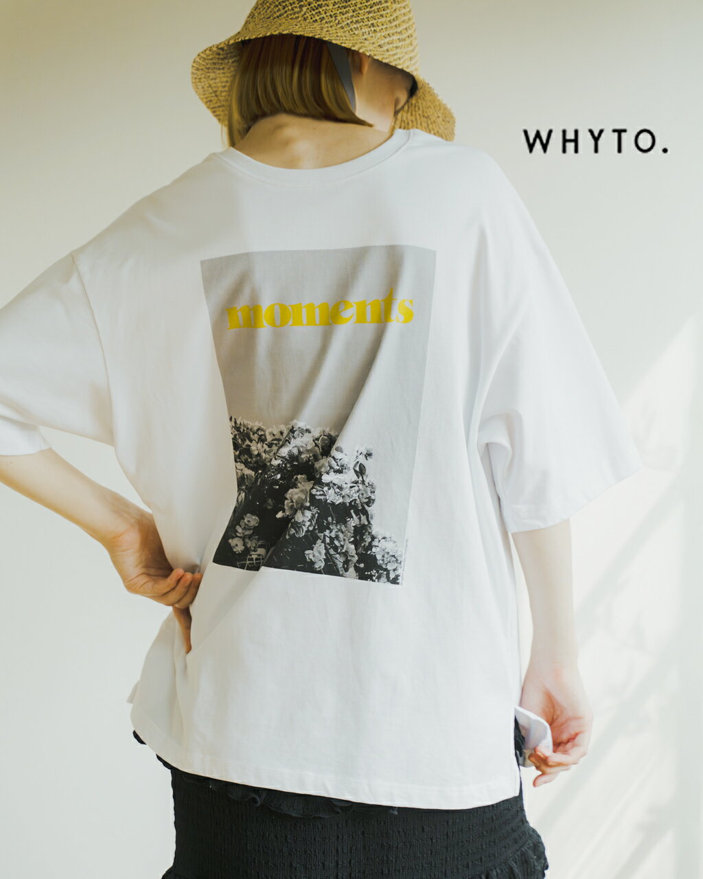 ホワイト WHYTO. 2WAY プリントTシャツ カットソー レディース 2WAY PRINT T