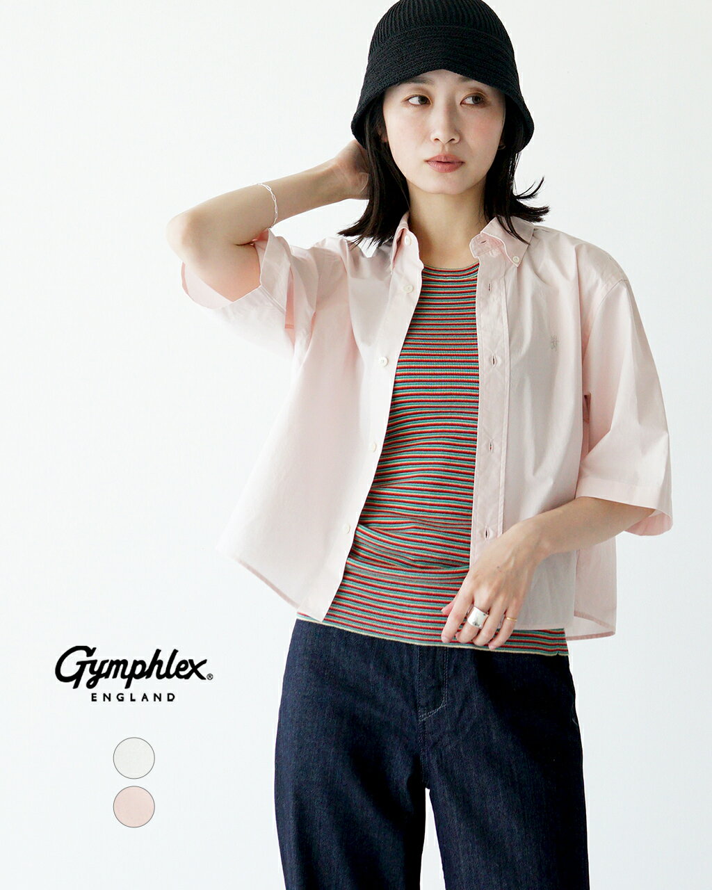 【週末限定！ポイント10倍】ジムフレックス Gymphlex 半袖シャツ ボタンダウン ボタンシャツ