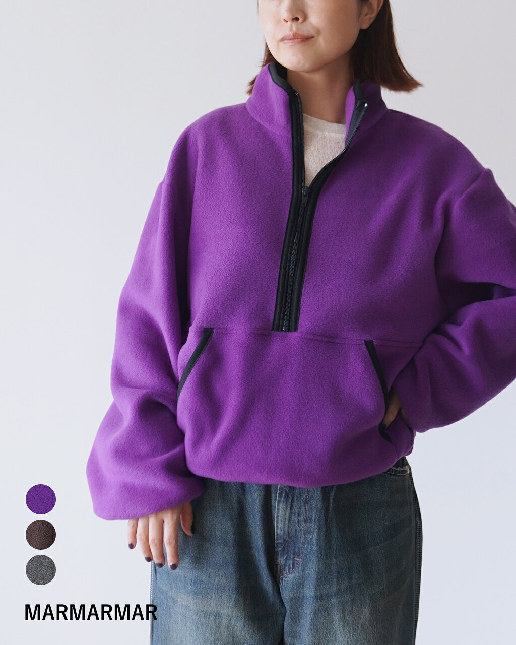 マーマーマー × ラッセル MARMARMAR × RUSSELL フリース ハーフジップ プルオーバー レディース fleece half zip-up PO 3-810091 1001