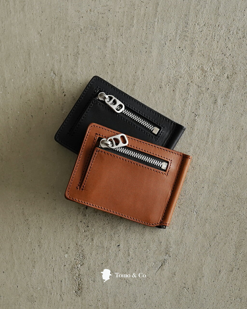トモアンドシーオー Tomo&Co. プルタブ マネークリップ ウォレット メンズ PULL TAB MONEY CLIP WALEET TM-WALLET-0004 財布 レザーウォレット イタリアンレザー バゲッタ製法 レザー 植物タンニン鞣し ジップウォレット コンパクト ギフト 1228