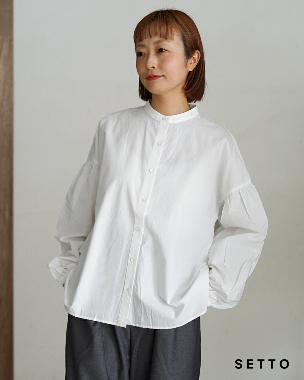 【SALE！30%OFF】セット SETTO パフィーシャツ PUFFY SHIRT 長袖シャツ 青 水色 白 灰 レディース STLS1104 sale50