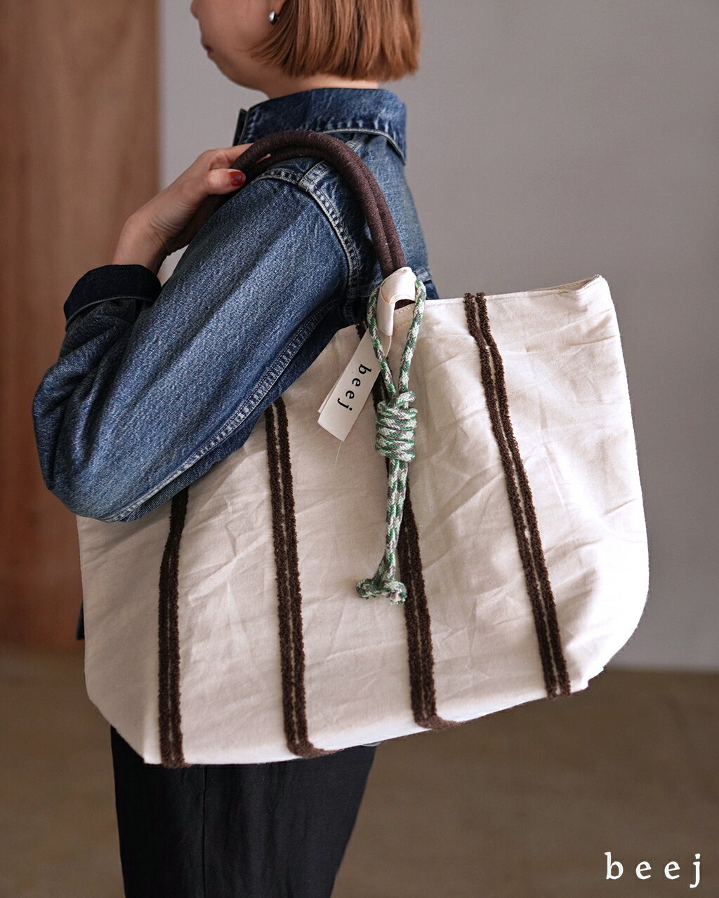 ビージ beej ループライン ビッグトートバッグ ロープタッセル付き レディース Loop line Big totebag インド製 PWMI-IT-005 ギフト 0323