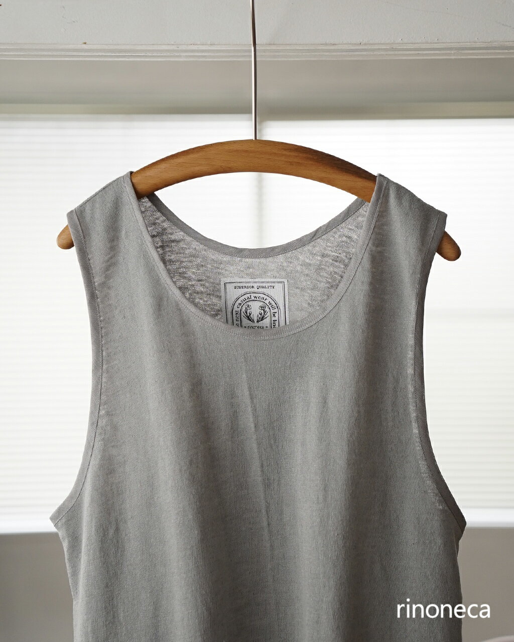 リノネカ rinoneca リネンピケ タンクトップ メンズ LINEN PIQUE RNC006 ノースリーブシャツ 0418