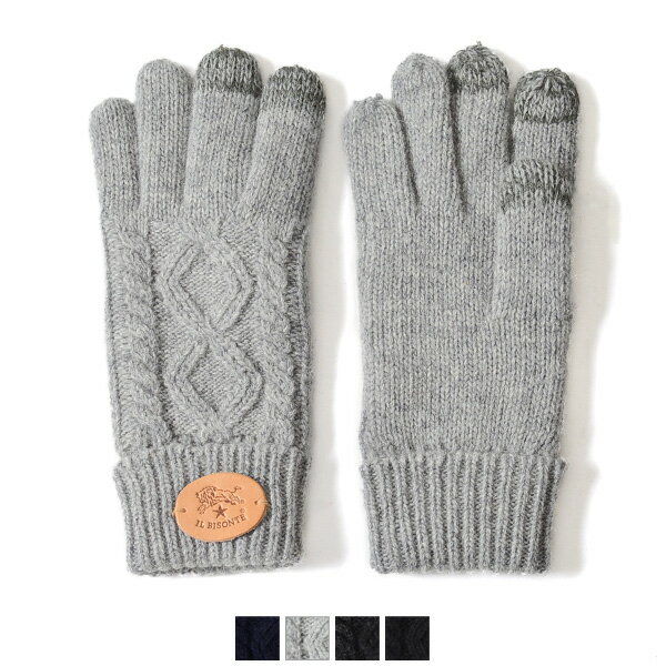 【楽天市場】IL BISONTE イルビゾンテ Knit Glove/レザーパッチニットグローブ スマホ対応手袋・54162309582 (全