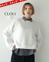 【SALE!30%OFF】クロリ CLOLI クルーネック ショート スウェット レディース C/N SHORT SWEAT ラグランスリーブ トレーナー ホワイト ピンク CL-CS051 0303 xp10