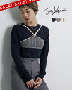【SALE!20%OFF】ジュンミカミ JUN MIKAMI ハイツイストヤーントライアングルトップ レディース ニットビスチェ ネイビー グレー ベージュ 2...