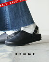\クーポンあり/【SALE!20%OFF】レメ REMME レザー クロッグサンダル レディース バックストラップ スリッポン シューズ 靴 ブラック ZH-25S009-SH 0202 xp10