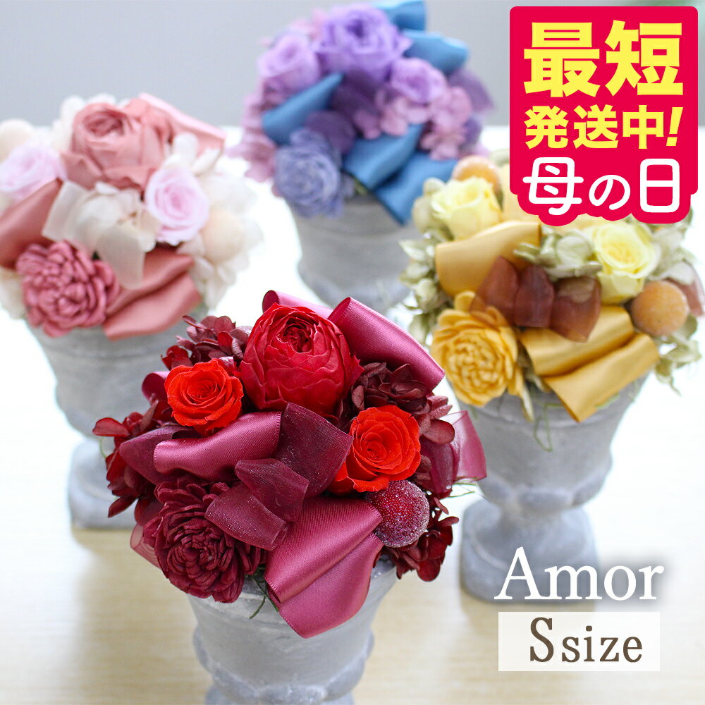 母の日 遅れてごめんね プリザーブドフラワー「Amor-S」アモルS 高級感 陶器入り クリアケース付 結婚祝い プレゼント 枯れない生花 花 プリザーブドフラワー バラ ギフトプリザ 誕生日 記念日 お祝い 