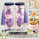 供花 お盆 花 アレンジメント プリザーブドフラワー 仏花 お供え フラワーボトル ペット用ロウソク 線香 セット 手提げ袋付 ペット 位牌 花 写真付き 仏花 ボトル 2本 仏具 バラ 犬 猫 ガラス お悔やみ 瓶 法要 ご進物 枯れないお盆のボトル 精霊馬 なす きゅうり