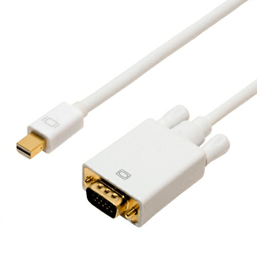 ミヨシ　FullHD対応 miniDisplayPort - D-sub ケーブル　2Kタイプ　2m　ホワイト [DPC-2KDS20-WH]【送料無料※沖縄・離島は配送不可】テレビ出力　ディスプレイ出力　画像出力　プロジェクター　プレゼン　ミラーモード