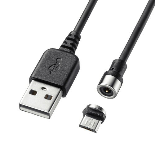 【メーカー直送】【代引き決済不可】サンワサプライ Magnet脱着式microUSBケーブル（ブラック・1m） [KU-MMG1]【沖縄・離島は配送不可】 USB2.0 USB1.1 microUSB Bオス USB Aコネクタ オス